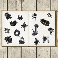 50pcs Dark Rose Stickers, Black Flower Romance Stickers Pack Transparent PET …
