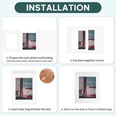 12 PCS 8×10 Inch White Picture Mats Fits 5×7 Inch Photo Core Bevel Backing Bag