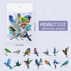 40PCS Bird Stickers, Bird Stickers Waterproof for Scrapbook Journal Laptop Gift