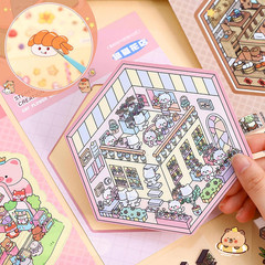 40 Sets DIY 3D Sticker Scenes, Miniature House Pet Shop Room Stickers