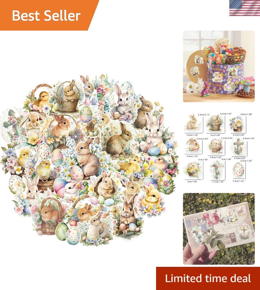 Easter Stickers Pack 100 pcs, Easter Eggs Bunny Rabbit Stickers for Kids Adul…
