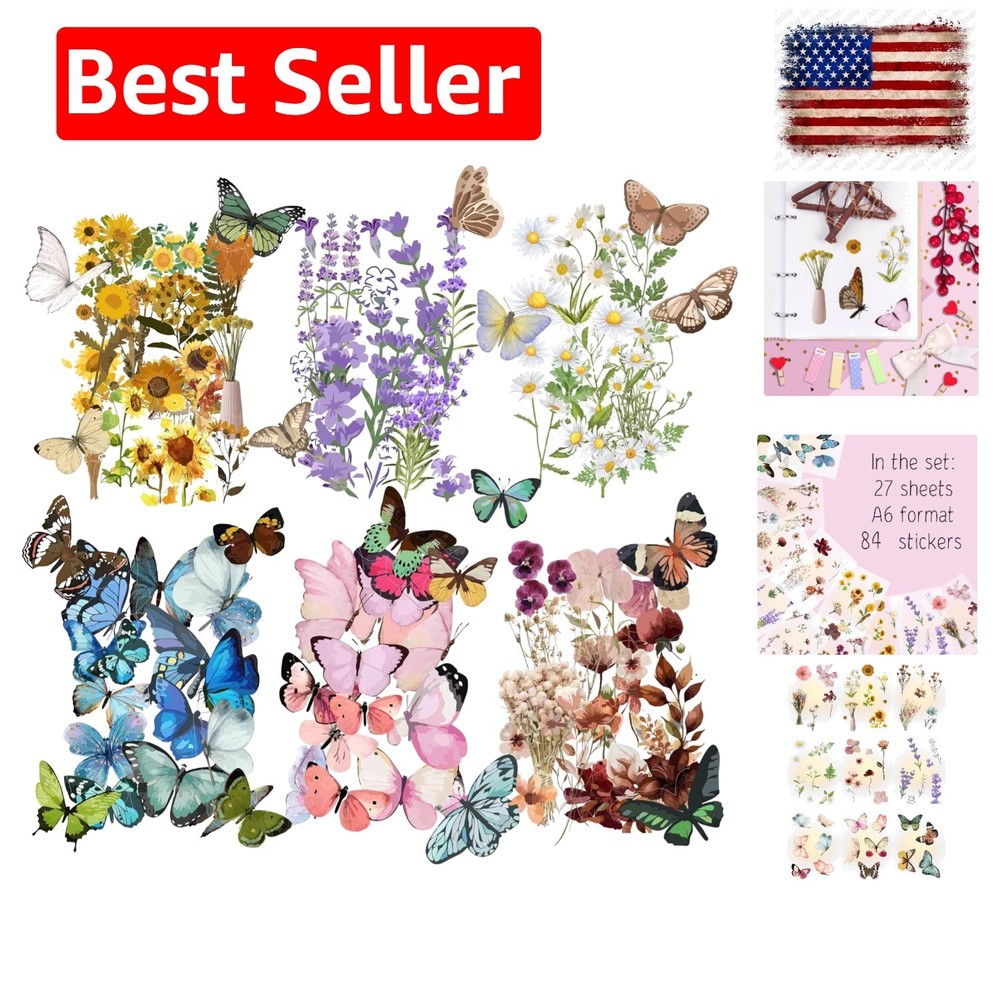 Transparent Flower and Butterfly Stickers for Scrapbooking, Journaling – Vint…