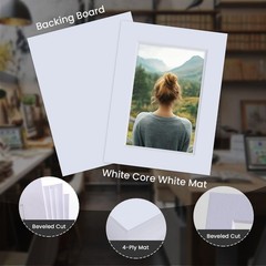 5 PCS 12×16 Inch White Picture Mats Board Kit Fits 8×12 Inch Photos 4Ply