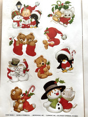 Vtg Current Stickers Christmas Ruth Morehead Angel Puppy Kitten 2 Sheets 17