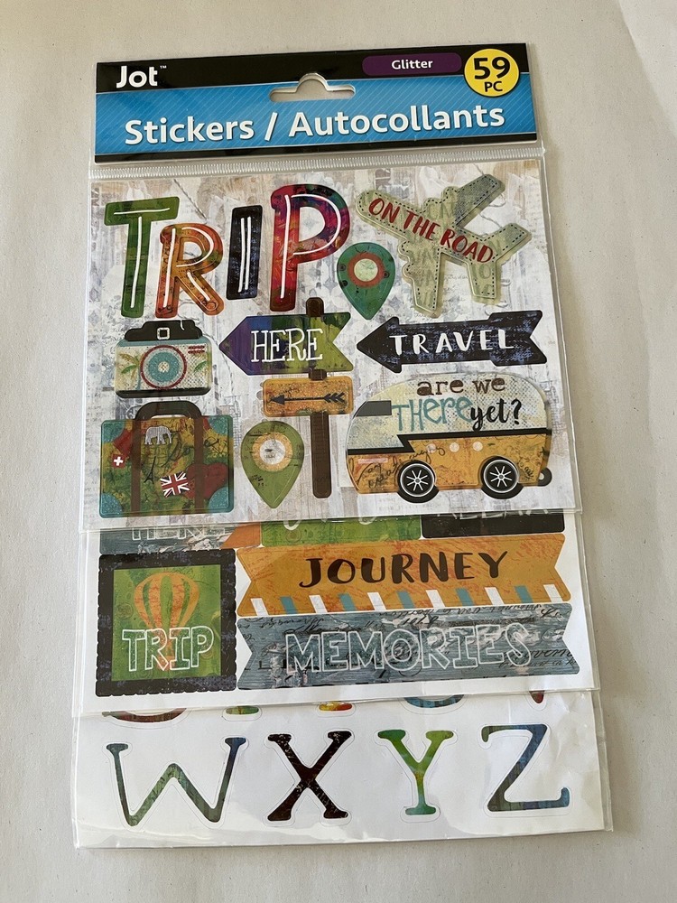 Jot Glitter Stickers 59 Pieces Road Trip Travel Journey Memories
