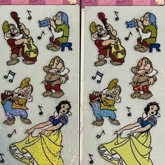 2 Packs Disney Snow White and the 7 Dwarfs Stickers Foil Shimmer Sandylion NIP