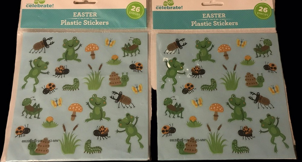 Way To Celebrate! Easter Plastic Insect Stickers Crafts Scrapbooking 52 Pieces