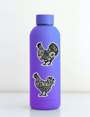 Chicken Black and White Die Cut Stickers Set Scrapbooking Laptop Waterbottle