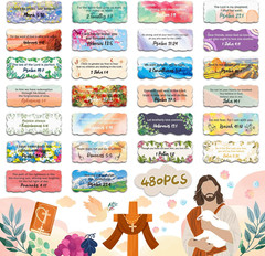 480 PCS Bible Verse Stickers, Scripture Stickers | Inspirational Christian Decal