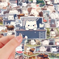 54PCS Cute Cats Kittens Cartoon Aesthetic Decal Scrapbook Phone Laptop Stickers