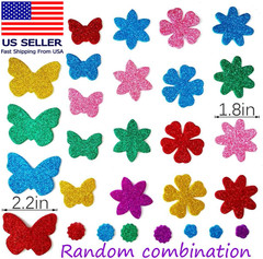 Glitter Foam Flower and Butterfly Shapes Stickers, Self-Adhesive Stickers Kid’S