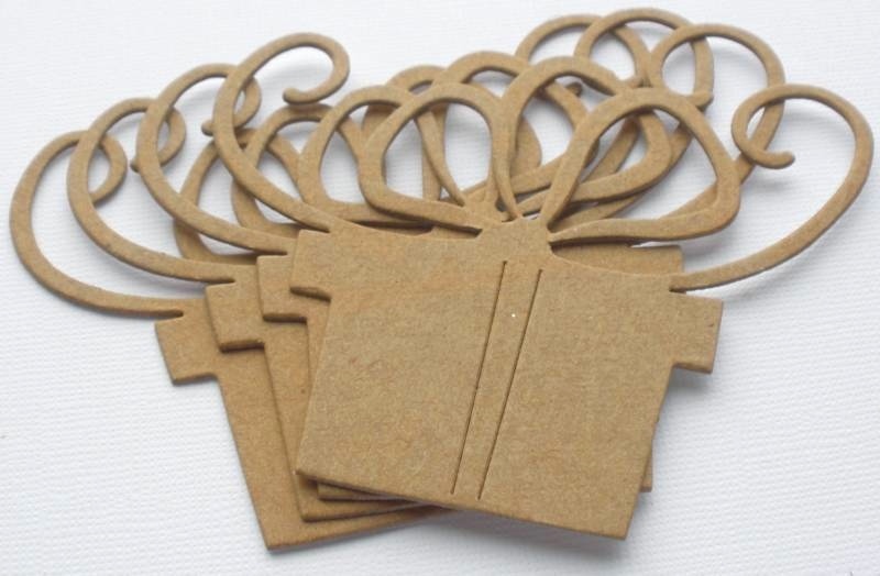 (4) FANCY GiFT – Present Birthday Christmas Chipboard Die Cuts – 3.5″ x 4 1/4″