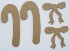 (3) CANDY CANES w/ BOWS – Bare Christmas Chipboard Die Cuts – 2″ x 4 1/4″ inch