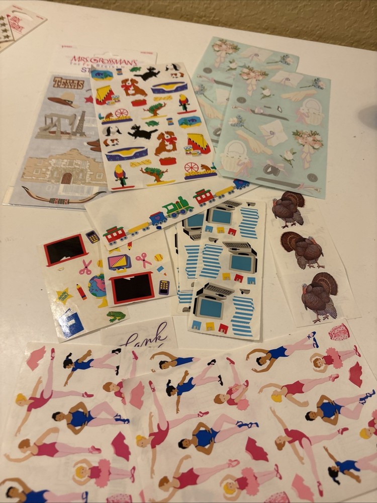 Mrs. Grossman’s Stickers Turkey Ballet Wedding Texas Computer Vtg Lot (a38