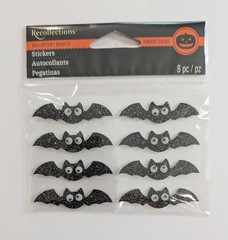 Halloween Black Glitter Bats Scrapbooking Stickers by Recollections