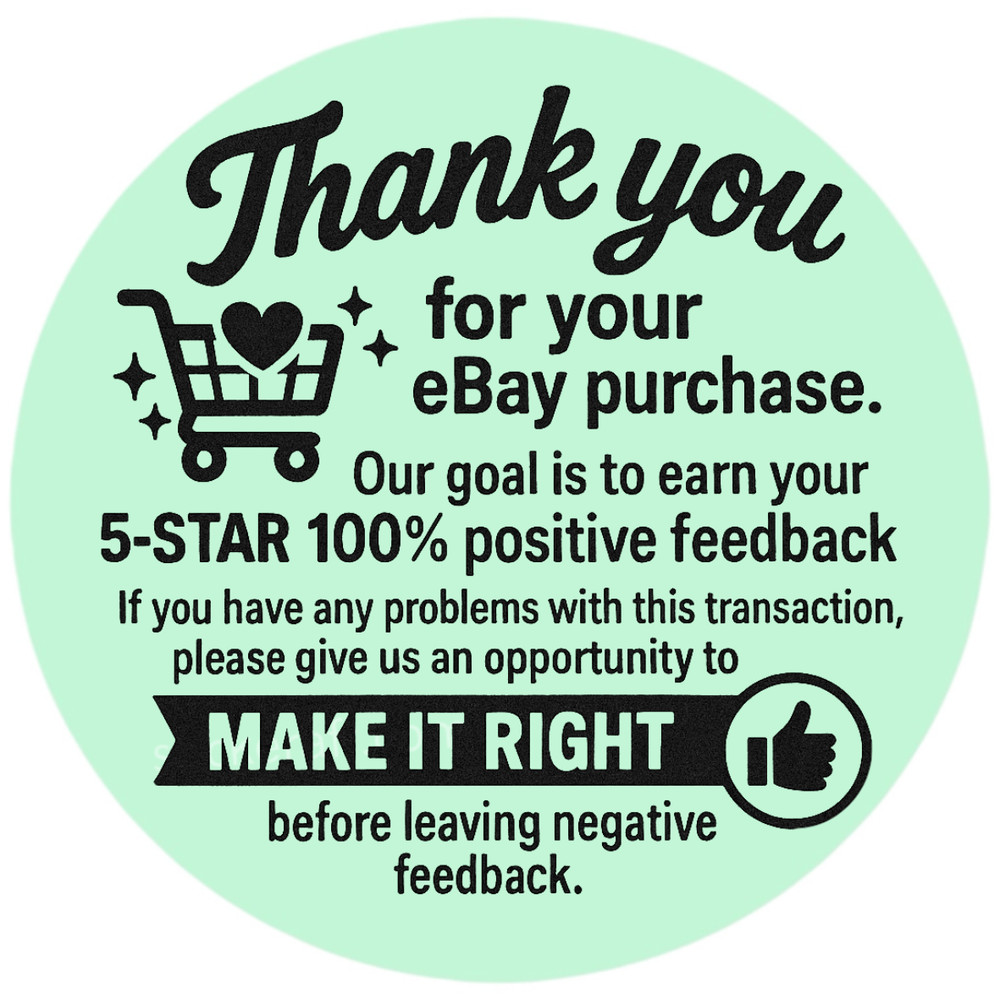 Thank You eBay Sticker – 2” Round Label for Buyers and Reviews sticker label