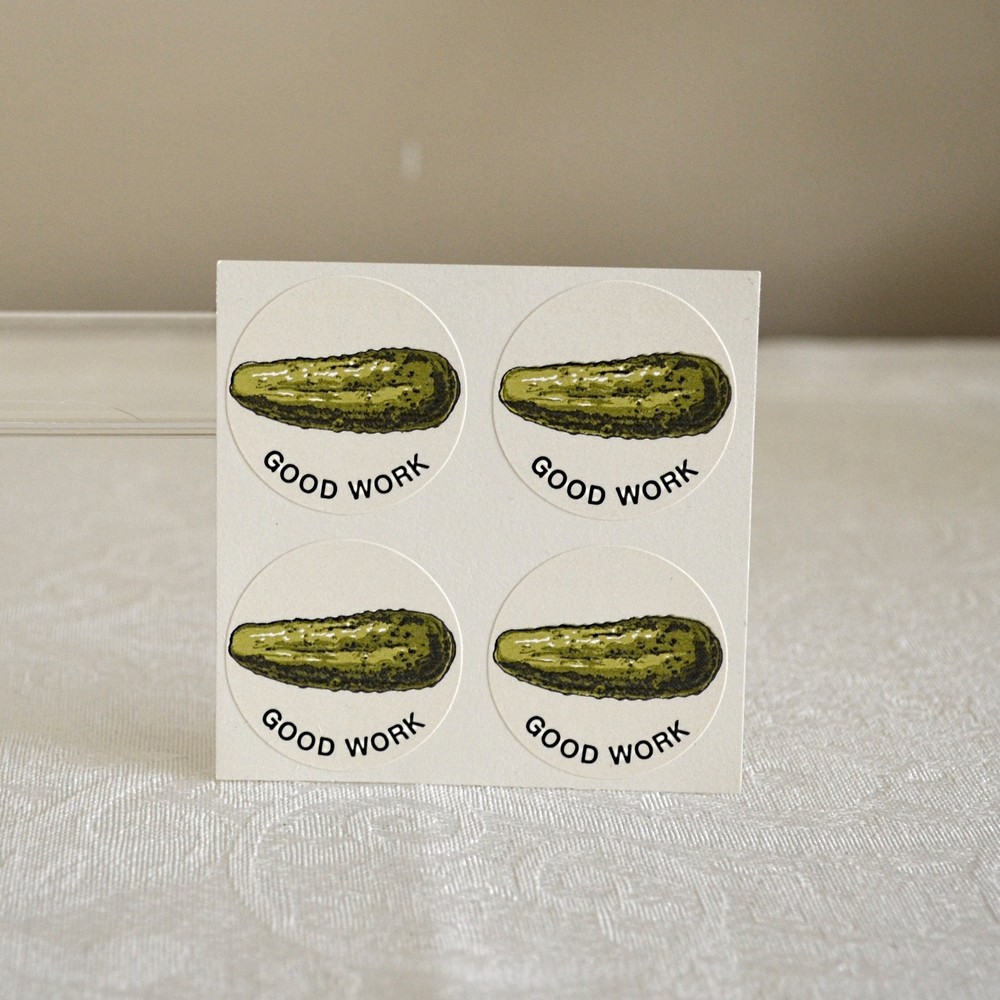 Vintage Scratch & Sniff 1977 CTP stickers MATTE PICKLE SHEET OF 4