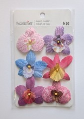 Pink Purple Orchids Fabric Flowers Scrapbooking Embellishments By Recollections