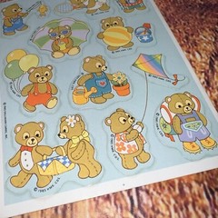 Vintage 1985 Hallmark Cards Bear Camping Activity Summer Beach Stickers Sheet