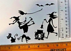 💜TOIL & TROUBLE paper die cut embellishments scrapbook WITCH HALLOWEEN