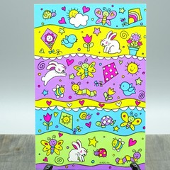 Vtg AGC Stickers Spring Sheet Bunny Butterfly Ladybug Caterpillar Flower Kite