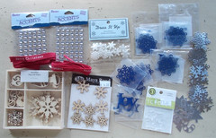 Mixed Lot Christmas Holiday Themed Metal Wood Ribbon Plastic Embellishments M