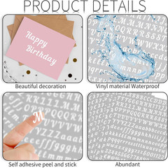 10 Sheets Small Letter Stickers – 0.5 Inch Handwritten White Vinyl Self Adhesive