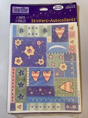 Vintage Heartline Hallmark Pastel Patchwork Stickers 4 Sheets New In Package