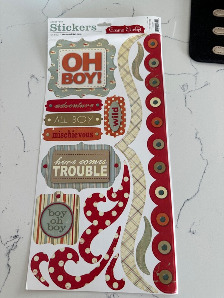 Cosmo Cricket Card Stock Sticker «Oh Boy!» All Boy Mischievous Wild Scrapbooking