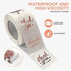 1000Pcs 1.5 Inch Thank You Stickers Font Rose Gold Foil Lables For Greeting Card
