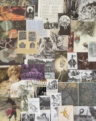 Dark Academia Vintage Ephemera Lot Macabre Book Journal Art Gothic Witch Fantasy