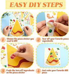 48 Sheets Make a Pizza Stickers, Make Your Own Pizza Stickers Crafts Party Suppl