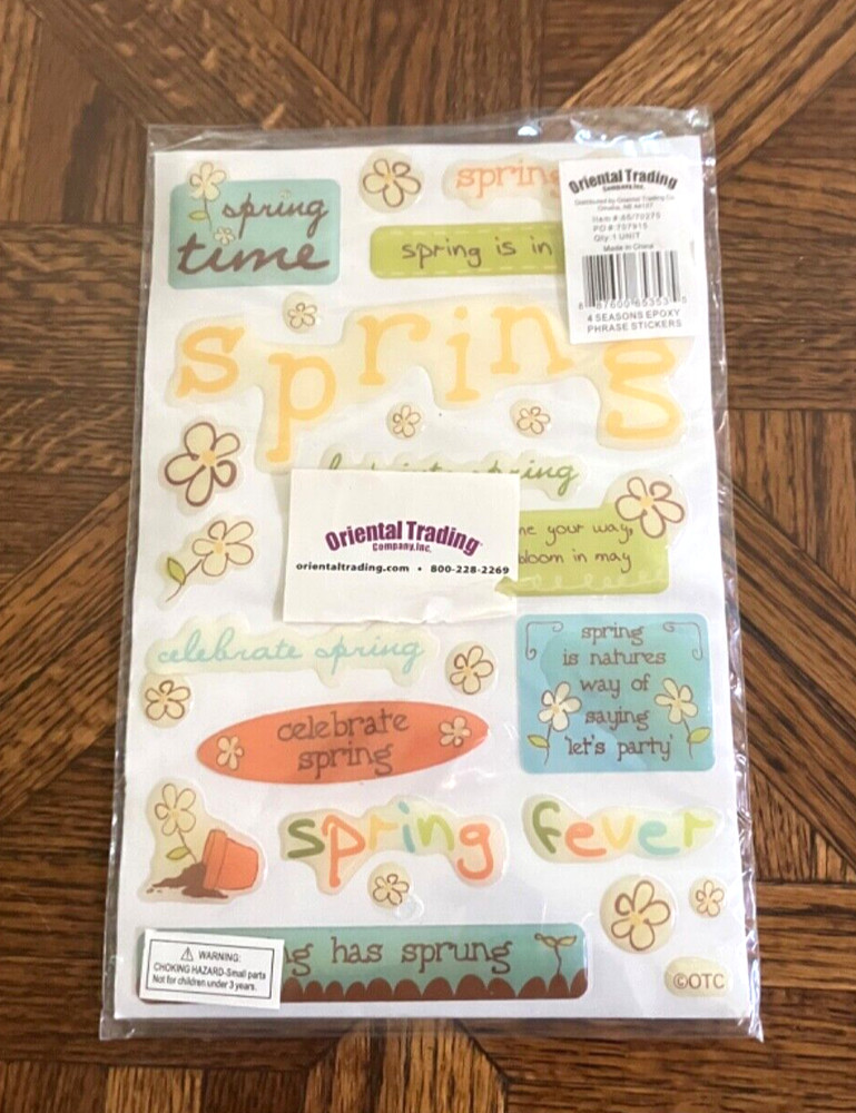 Oriental Trade Product/ 4 Seasons Epoxy Phrase Stickers/ Scrapbooking