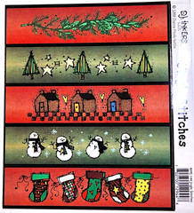 Jingle Stitches 1999 Christmas Glossy Stickers DJ Inkers 5 ea 4″ x 1″ ea RARE