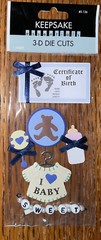 Keepsake Essentials 3D Diecuts I ❤️ Baby Birth Certificate Bear Rattle Stickers