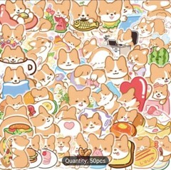 50 Cute Corgi Shiba Cartoon Dog Puppy Kawaii Stickers