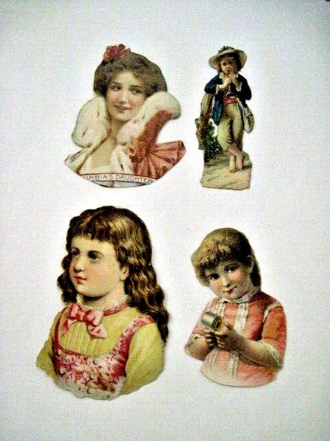 Lovely Vintage Cut-Outs of Young Women w/ Charming Smiles & Young Boy *