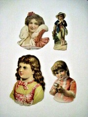 Lovely Vintage Cut-Outs of Young Women w/ Charming Smiles & Young Boy *