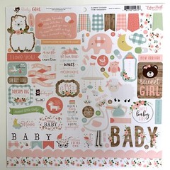 (1) 12×12 Sheet of Echo Park Paper BABY GIRL Scrapbook Element Stickers
