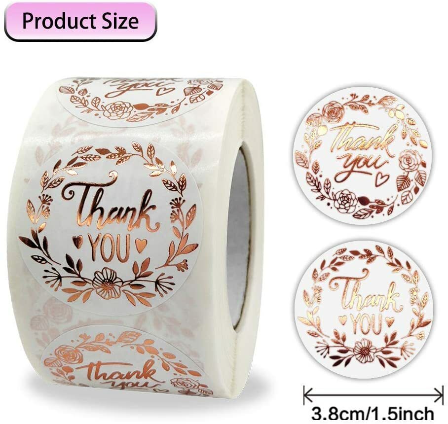 40 THANK YOU STICKERS ROSE GOLD ENVELOPE SEALS LABEL STICKERS 1.5″ FREE SHIPPING