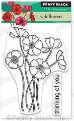New Penny Black Rubber Stamp clear WILDFLOWER THINKING OF YOU