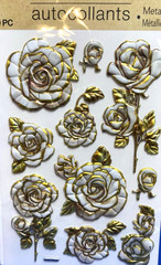 Crafters Square Metallic Puffy Floral Rose Stickers Gold Accent Flower