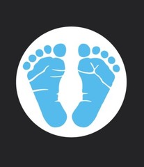 Blue Footprints Baby Shower ENVELOPE SEALS LABELS STICKERS 1.2″ ROUND Girl Boy