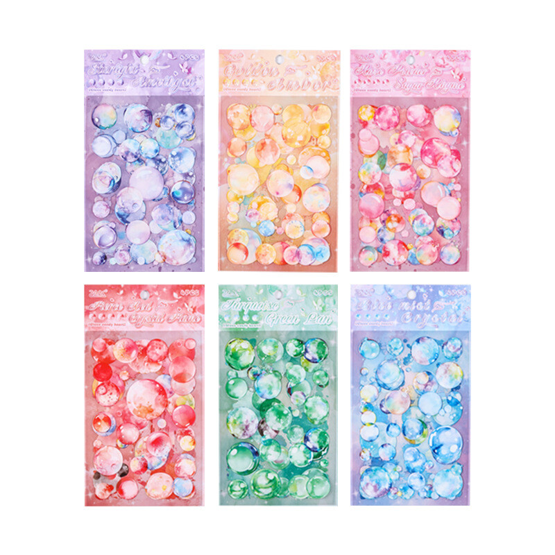 Bubbles Watercolor PET Stickers Precut Sticker Journal Card Decorative Crafts