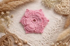 Crocheted Flower, Textile Ephemera, Scrapbooking, Sewing Notion