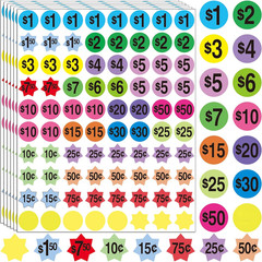 Yard Sale Price Stickers Garage Sale Stickers 3/4″ round Bright Colors Label Sti