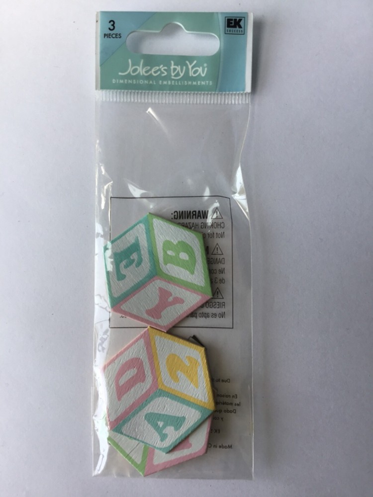 RARE Jolees Boutique pastel Baby Blocks Toys New Arrival Born Scrapbook Sticker