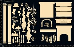 Dusty Attic Scene Mixed Chipboard – Christmas Fireplace with Shadow Box, DA3202