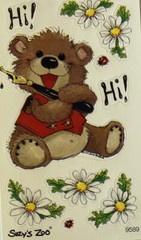 BROWN HI TEDDYBEAR Stickers (2″x3.5″)Suzy’s Zoo•Card Making •Daisy•Write letters