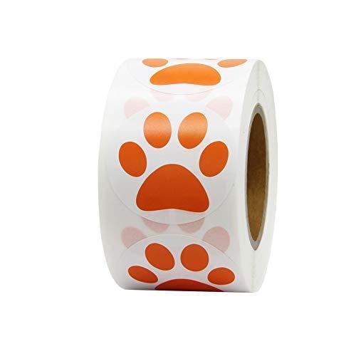 Hcode 1.5″ Round Orange Bear Paw Print Stickers Dog Puppy Paw Stickers Bear Paw